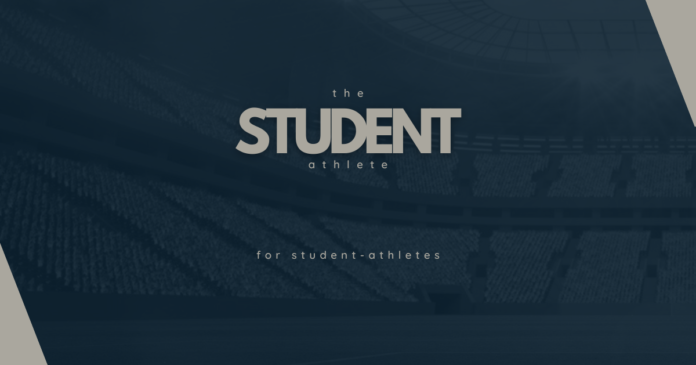 The Student Athlete magazine cover with stadium background and text reading 