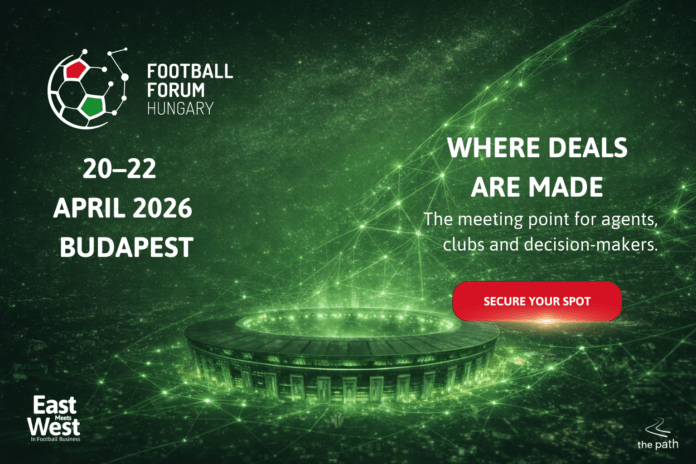 FFH Football Forum Hungary 2026 promotional banner at Puskás Arena in Budapest