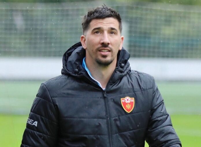 Ivan Tatar during a Montenegro national team training session focused on youth football development.