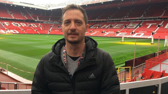 Pablo Budna at Old Trafford during his Manchester United scouting career and football recruitment journey.