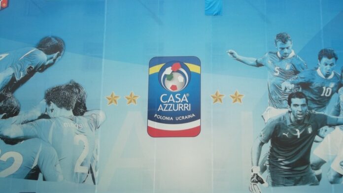 Casa Azzurri display celebrating Italy’s football identity and World Cup history