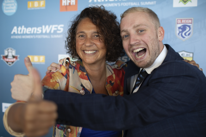 Ed Bowers and Mary Kok-Willemsen at the Athens Women’s Football Summit