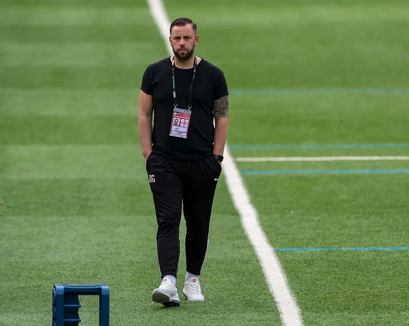 Matthias Güldener walking on the football pitch during training