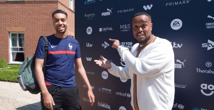 Niko Omilana and Chunkz arriving at training for Soccer Aid 2023