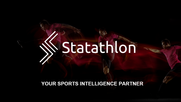 Statathlon football analytics brand graphic with sports intelligence partner tagline