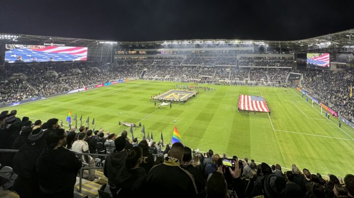 LAFC supporters fill BMO Stadium during an MLS match, reflecting the growth and culture of professional soccer in the United States.
