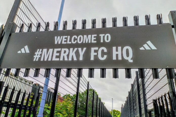 Entrance to #Merky FC HQ in Croydon, a community football facility supporting young players and grassroots development.