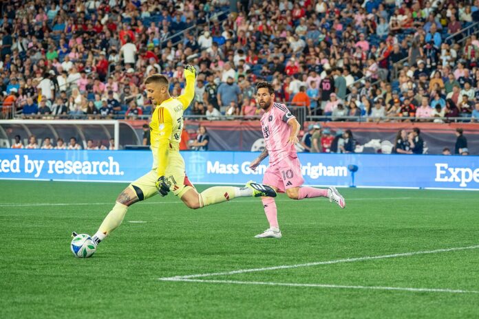 Lionel Messi in action for Inter Miami, illustrating the impact of the MLS Designated Player Rule.