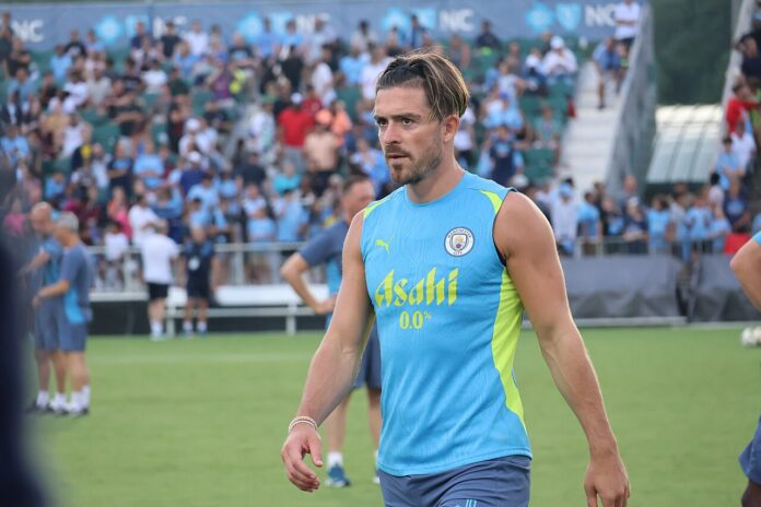 Jack Grealish in Manchester City training wear, illustrating the commercial value of footballer personal branding.