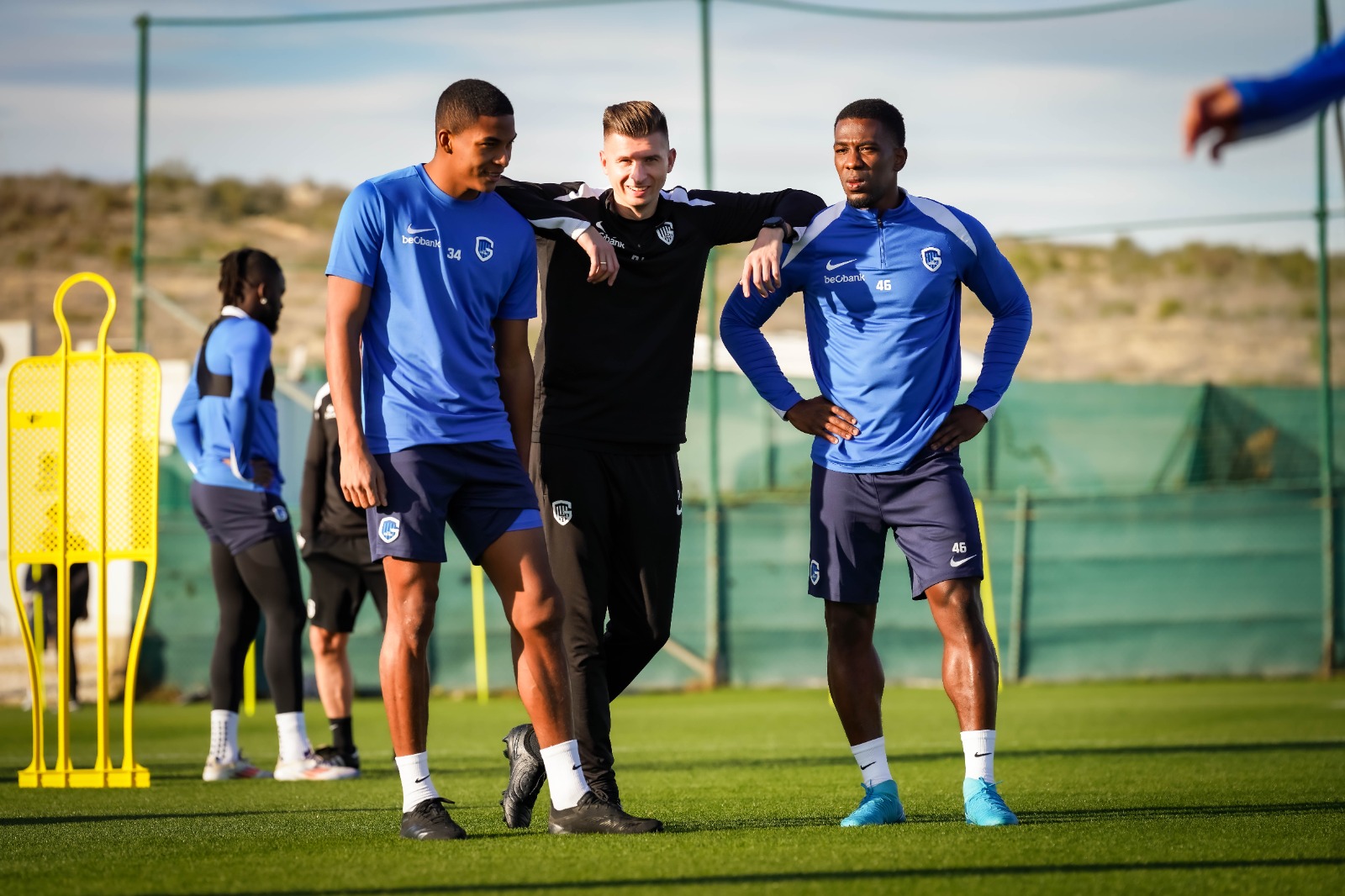 Przemysław Łagożny working with players on the training ground during his time at KRC Genk.