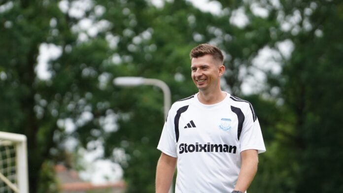 Przemysław Łagożny on the training ground in his role as assistant coach at Apollon Limassol.