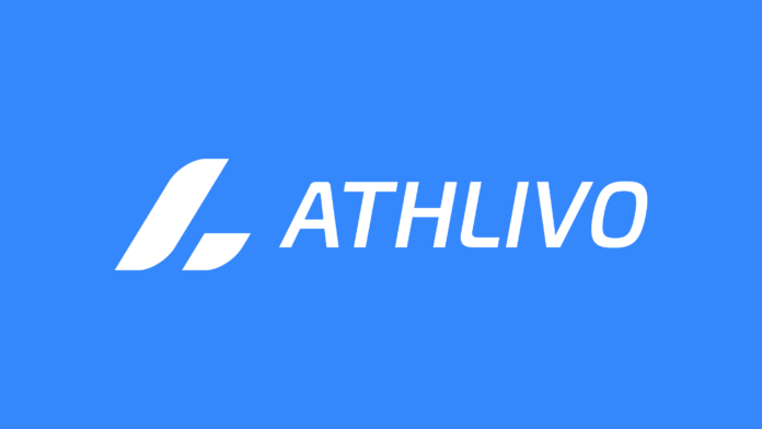 White ATHLIVO logo on a blue background, representing its CRM platform for football agents and agencies.